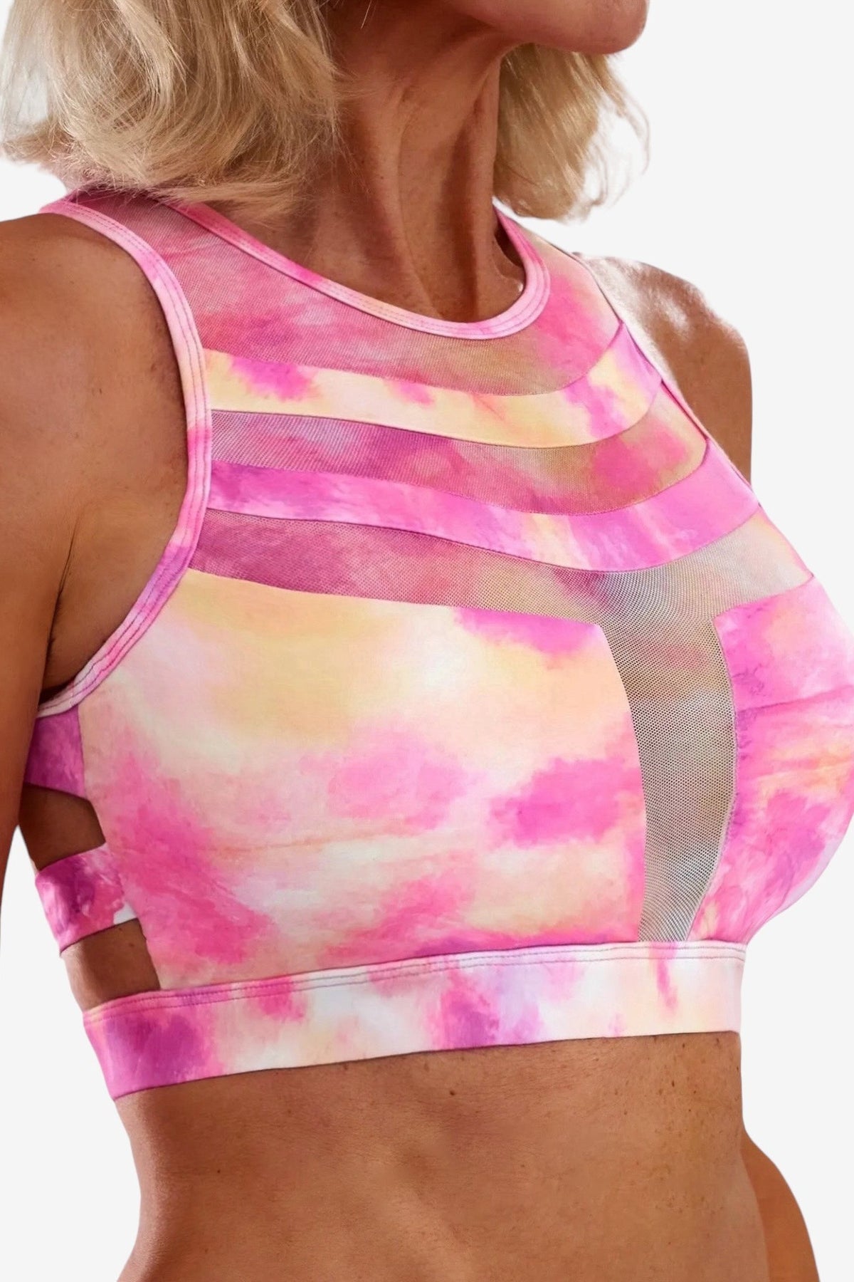 Airflow Mesh Sports Top in Sunset Sherbet, enlarged view 1