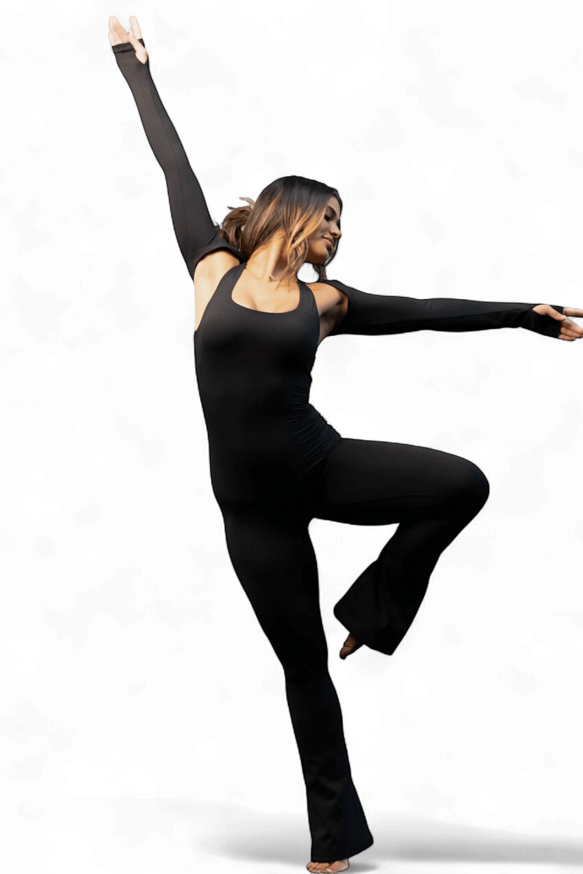 Flared Full-Length Bodysuit in Classic Black, enlarged view 5