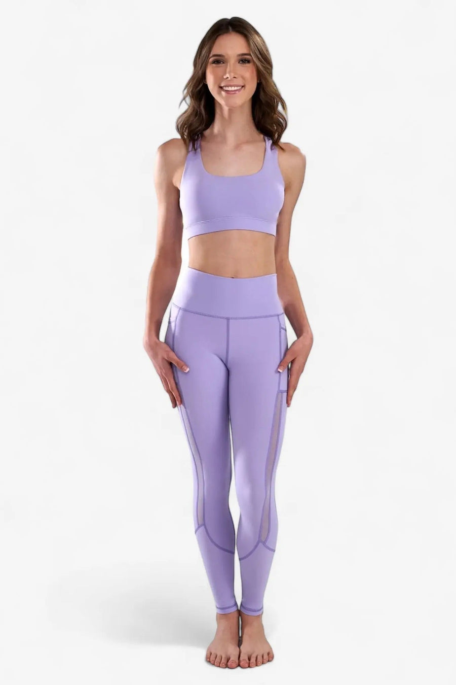 High-Waist Pocket Leggings with Mesh Panels, view 2