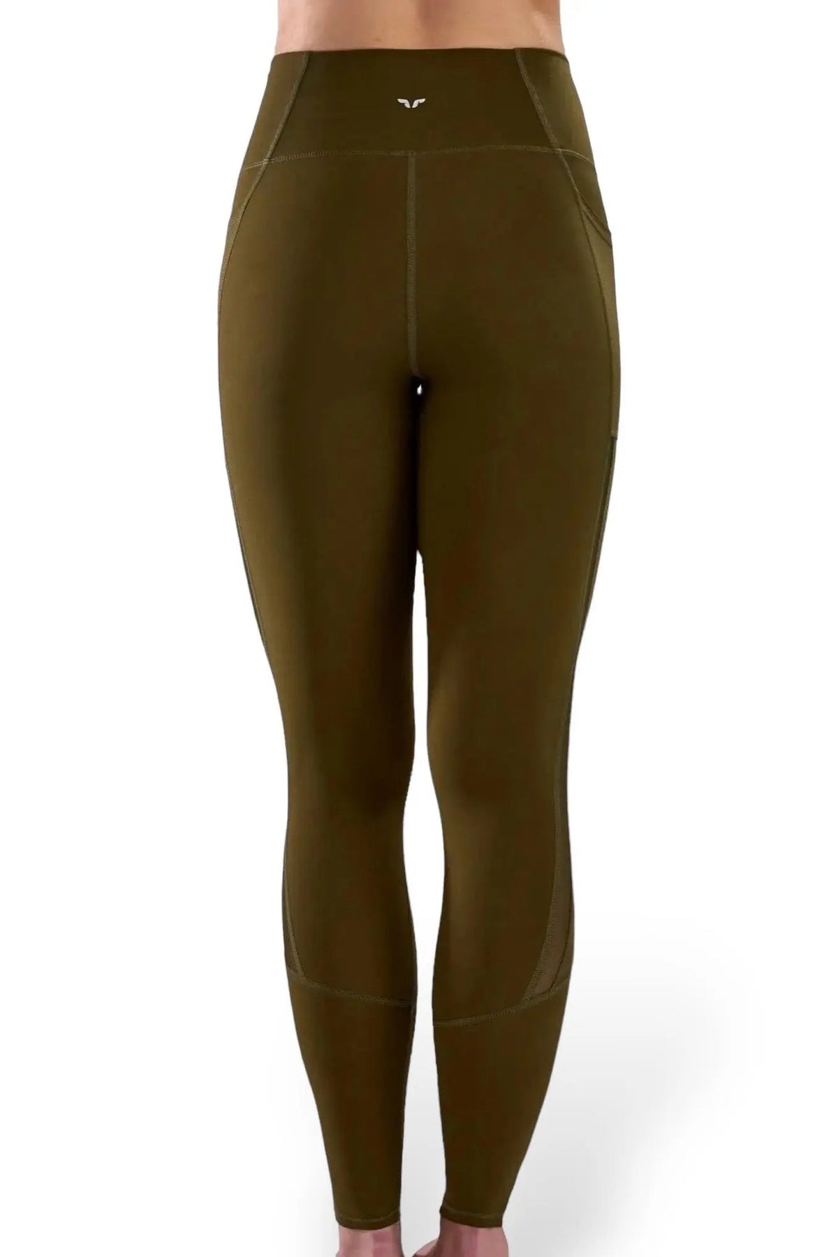 High-Waist Pocket Leggings with Mesh Panels in Mossy Truffle, enlarged view 2
