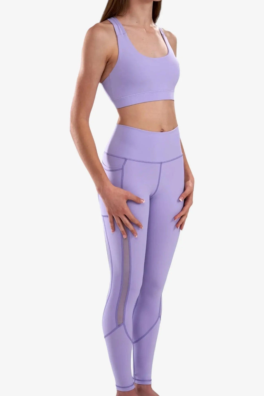 High-Waist Pocket Leggings with Mesh Panels, view 3