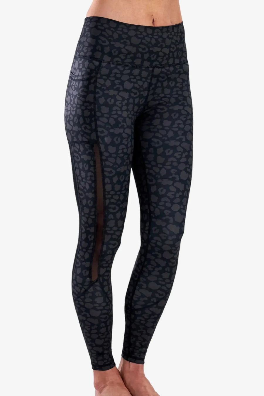 High-Waist Pocket Leggings with Mesh Panels in Savanna Luxe