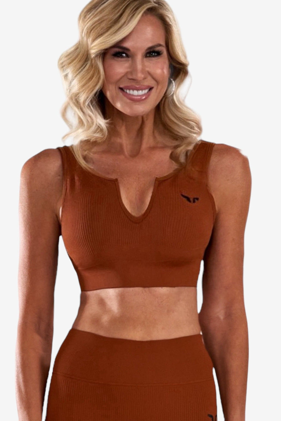 Notch-Front Tank Bra in Spiced Terracotta