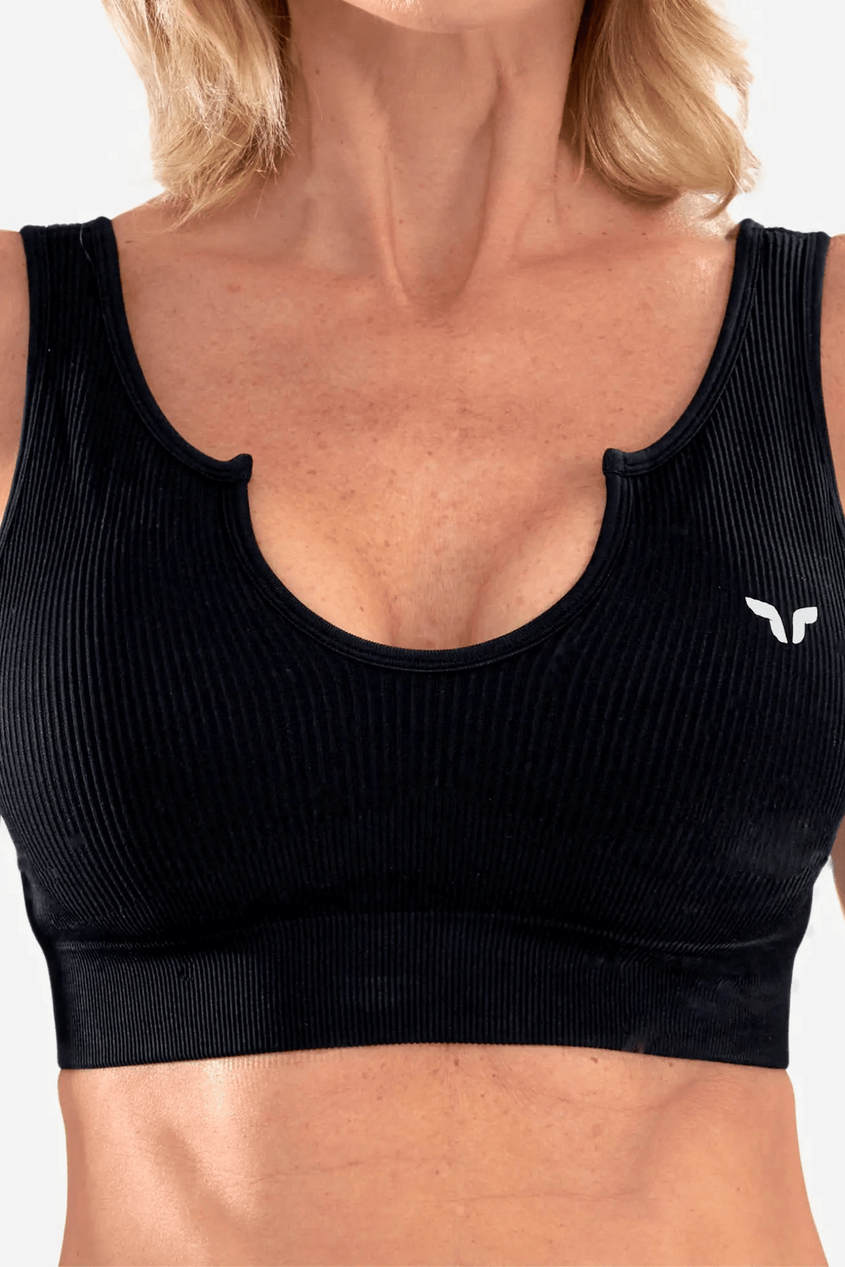 Notch-Front Tank Bra in Black, enlarged view 3