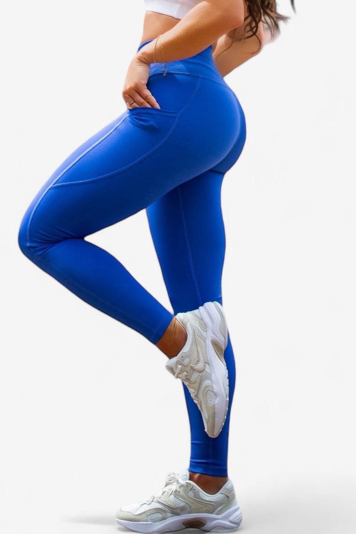 Pocket Party High-Waisted Leggings in Electric Blue