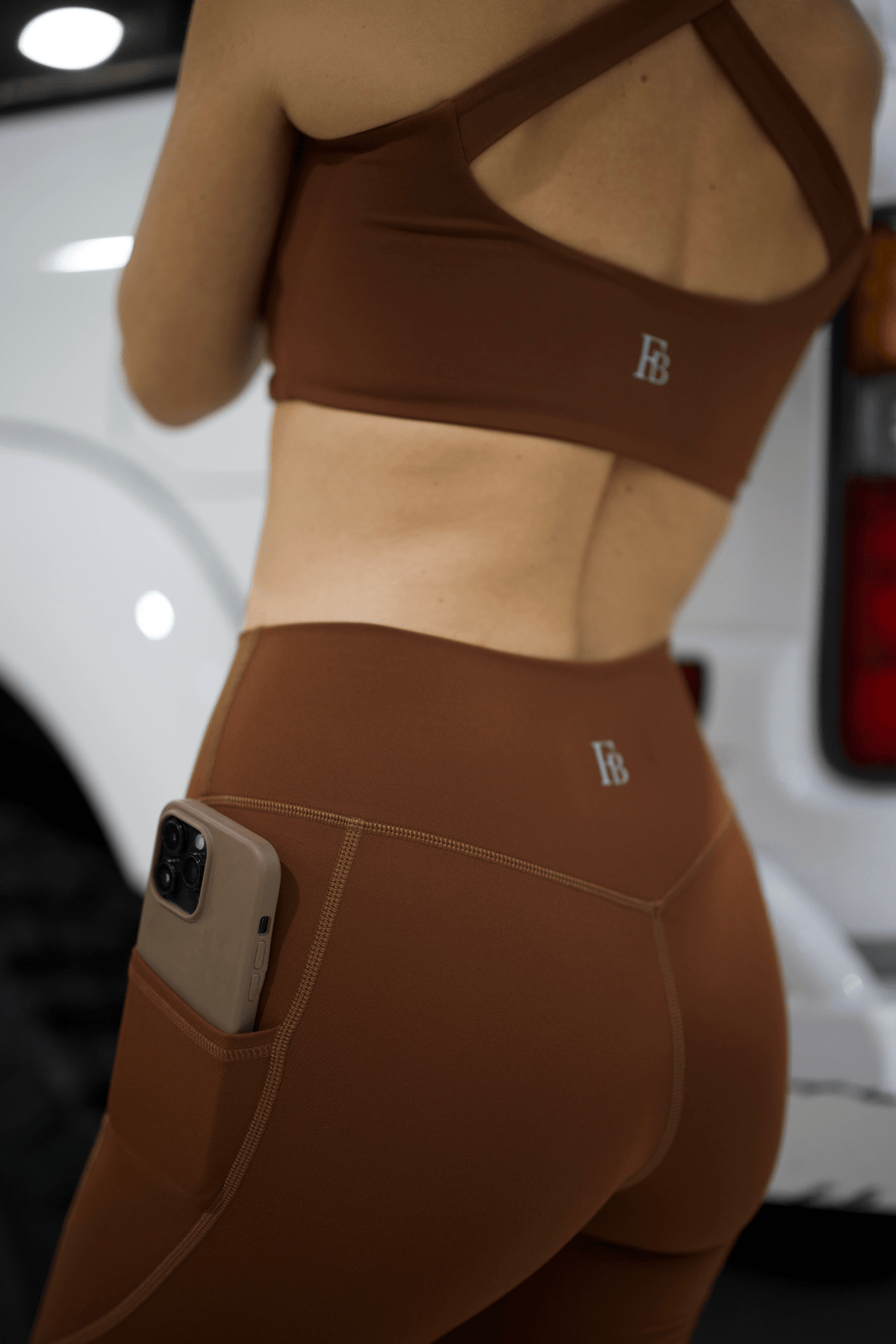 Pocket Party High-Waisted Leggings in Chestnut Glow, enlarged view 2