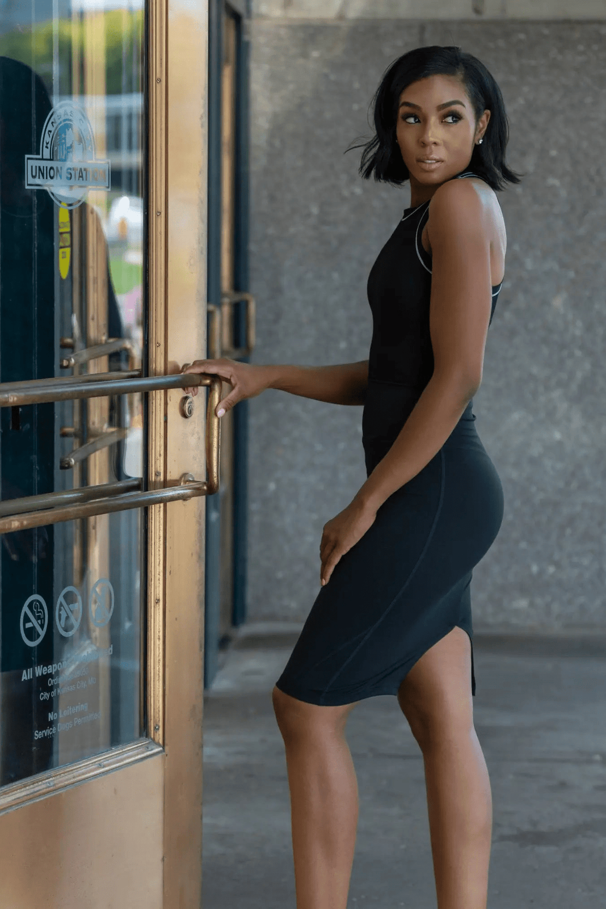PowerLine Pencil Skirt in Onyx Noir, enlarged view 1