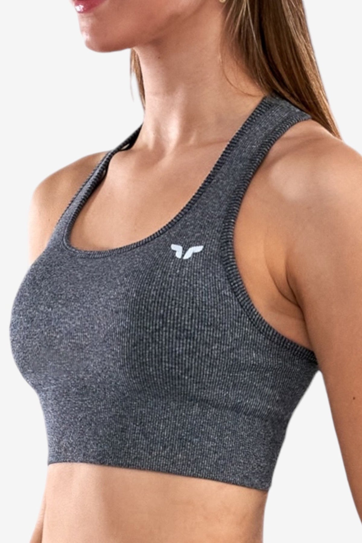 Seamless Ribbed Sports Bra in Twilight Ash, enlarged view 3